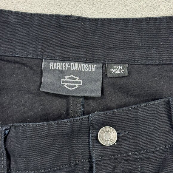 Harley Davidson Cargo Pants Mens 33" Black Grunge Gothic Punk Emo Bikercore Y2K - Picture 4 of 8